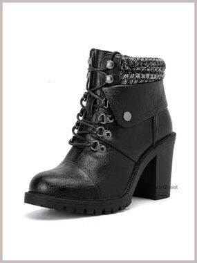 Extra Wide Calf Ankle Boots Faux Leather Memory Foam Block Heel Round Toe Zip
